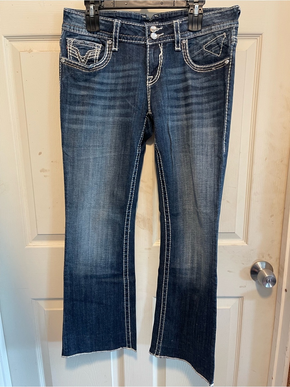 Vigoss Dark Blue Flare Jeans with Contrast Stitching